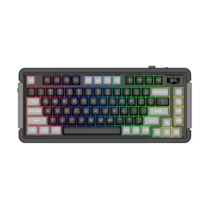 Teclado Gamer Mecânico APLUS Gasket Zion Sem Fio Bluetooth RGB LCD Switch Gateron Amarelo AKW500 Teclado Gamer Mecânico APLUS Gasket Zion Sem Fio Bluetooth RGB LCD Switch Gateron Amarelo AKW500