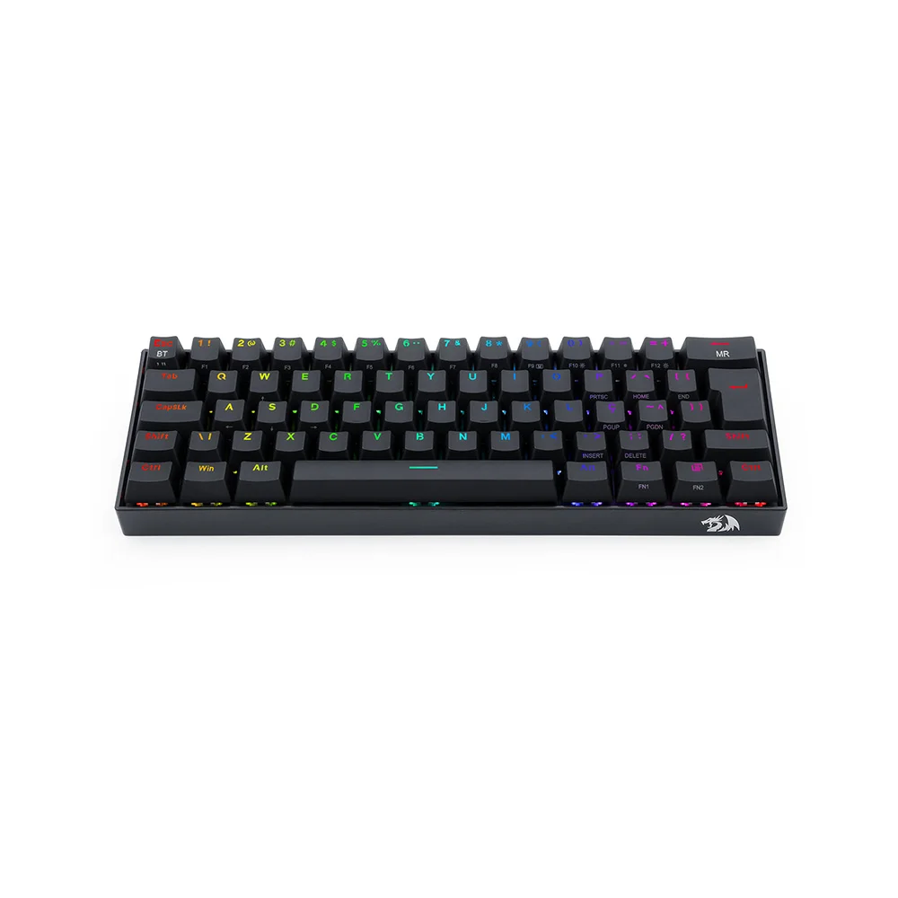Teclado Gamer Mecânico Redragon Draconic Pro Sem Fio Bluetooth RGB Switch DIY Azul ABNT2 Preto