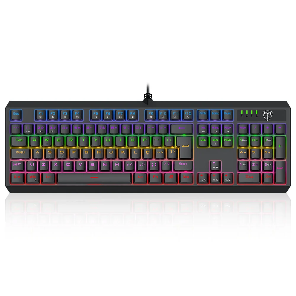 Teclado Gamer Mecânico T-Dagger Axis Rainbow Switch Brown Dust-Proof Preto T-TGK329-BR
