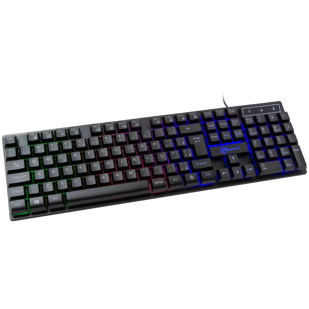 Teclado Gamer Membrana Kalkan Hati Rainbow ABNT2 Preto