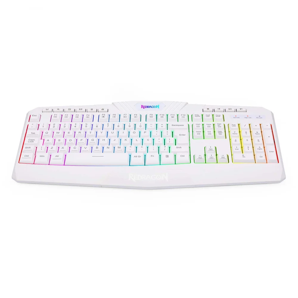 Teclado Gamer Membrana Redragon Harpe 2 RGB ABNT2 Branco K503W-RGB