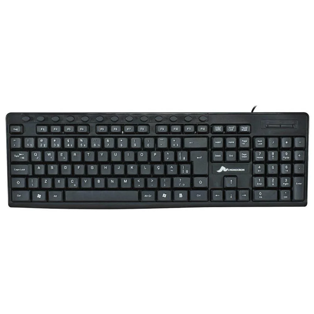 Teclado Monocron Office 13 Teclas Multimídia Plug and Play ABNT2 Preto MN8260