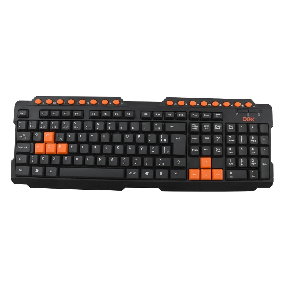 Teclado Gamer Multimídia OEX Action Preto e Laranja TC200