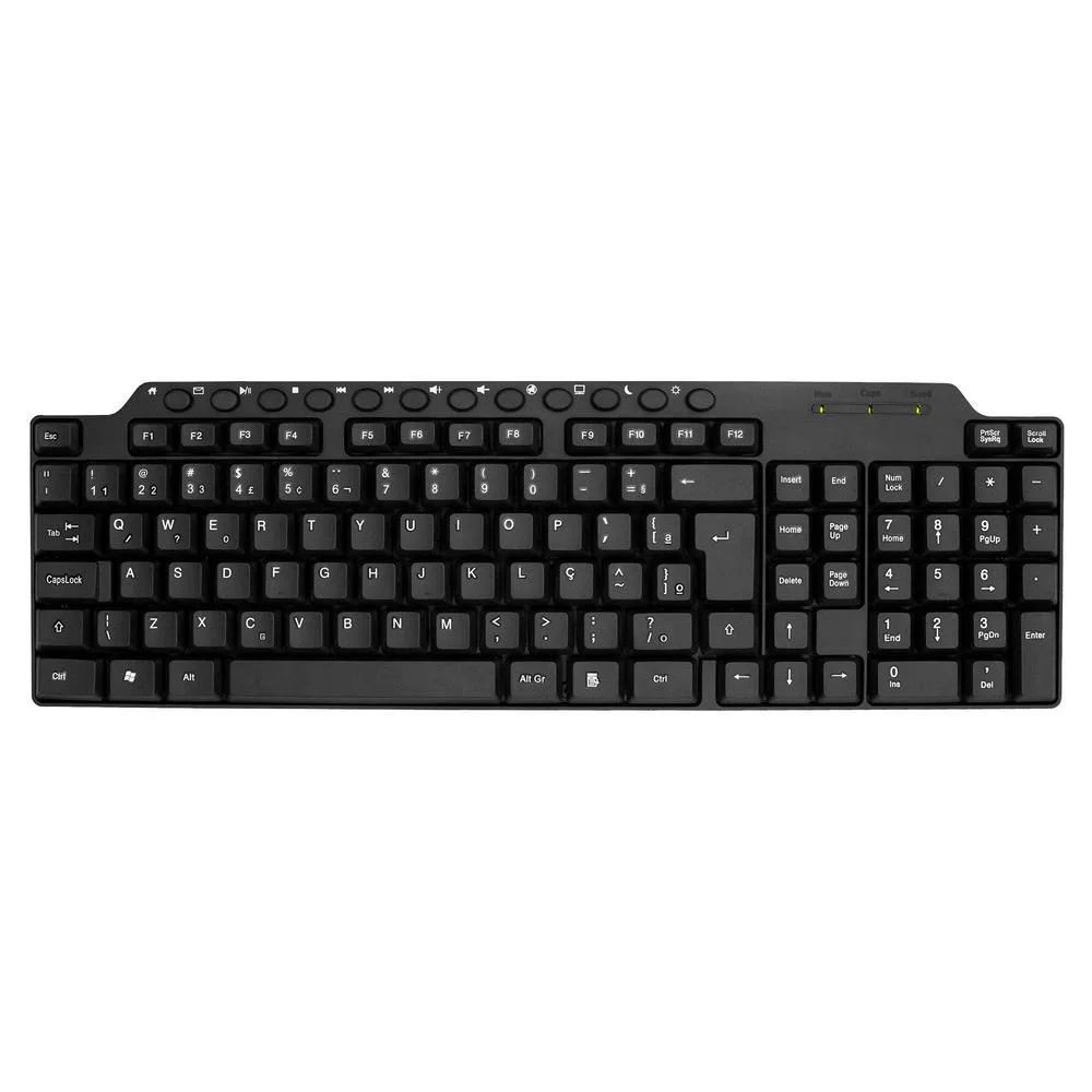 Teclado Multimídia Storm-Z 104 Teclas ABNT2 USB Cabo 1.3m Preto