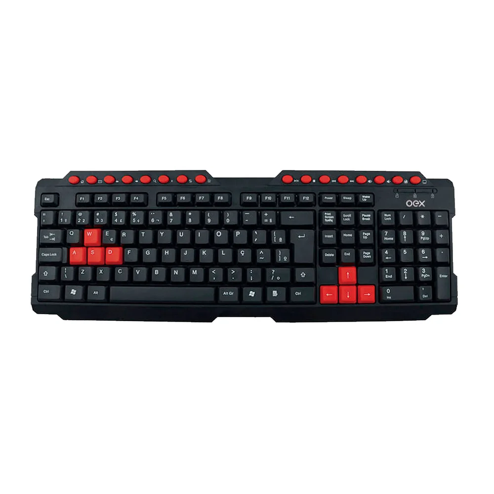 Teclado Gamer OEX Action ABNT2 Preto e Vermelho TC200