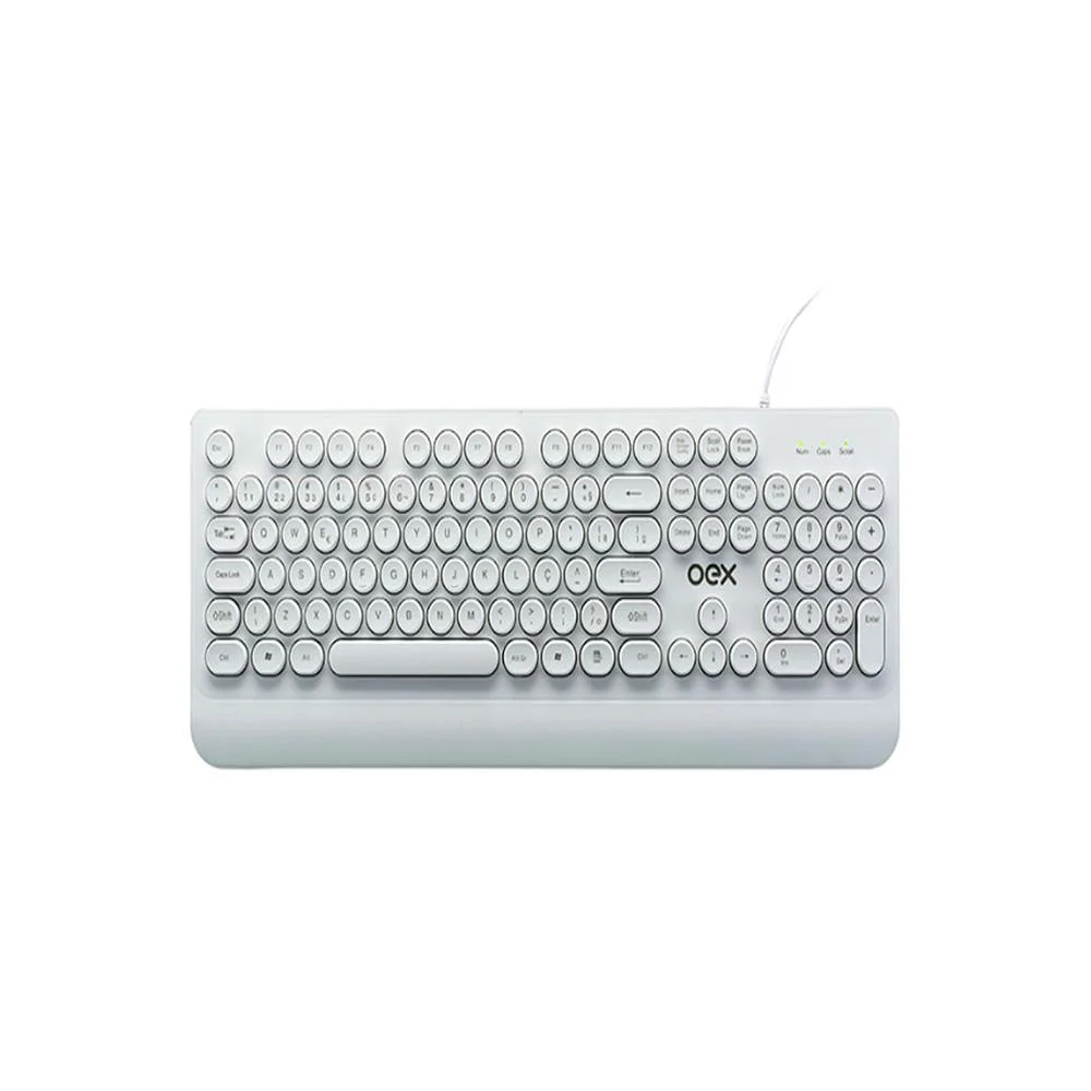 Teclado OEX POP IN USB ABNT2 Apoio para Digitação Teclas Arredondadas Branco TC401