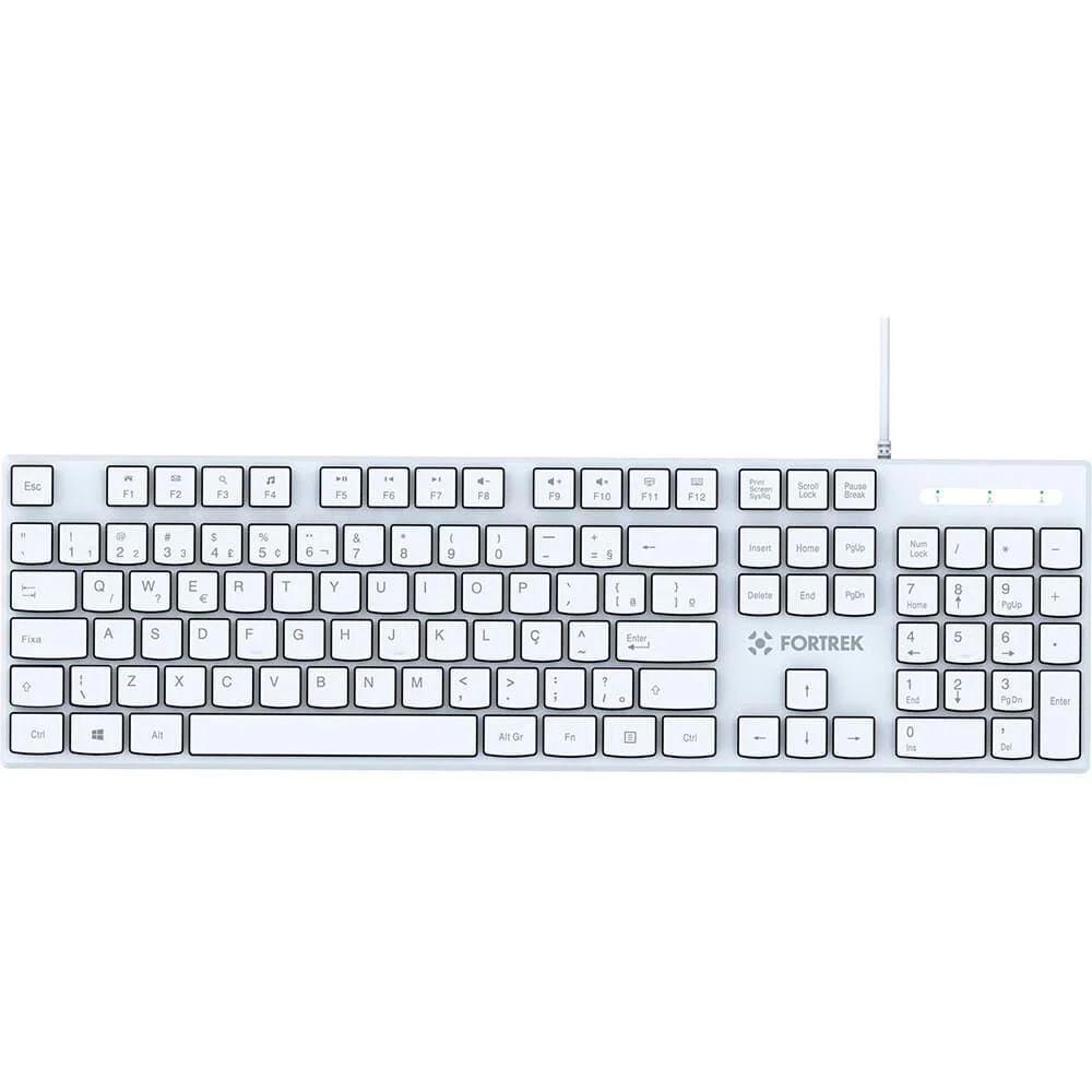 Teclado Office Fortrek Slim USB 2.0 ABNT2 Plug & Play Branco K15