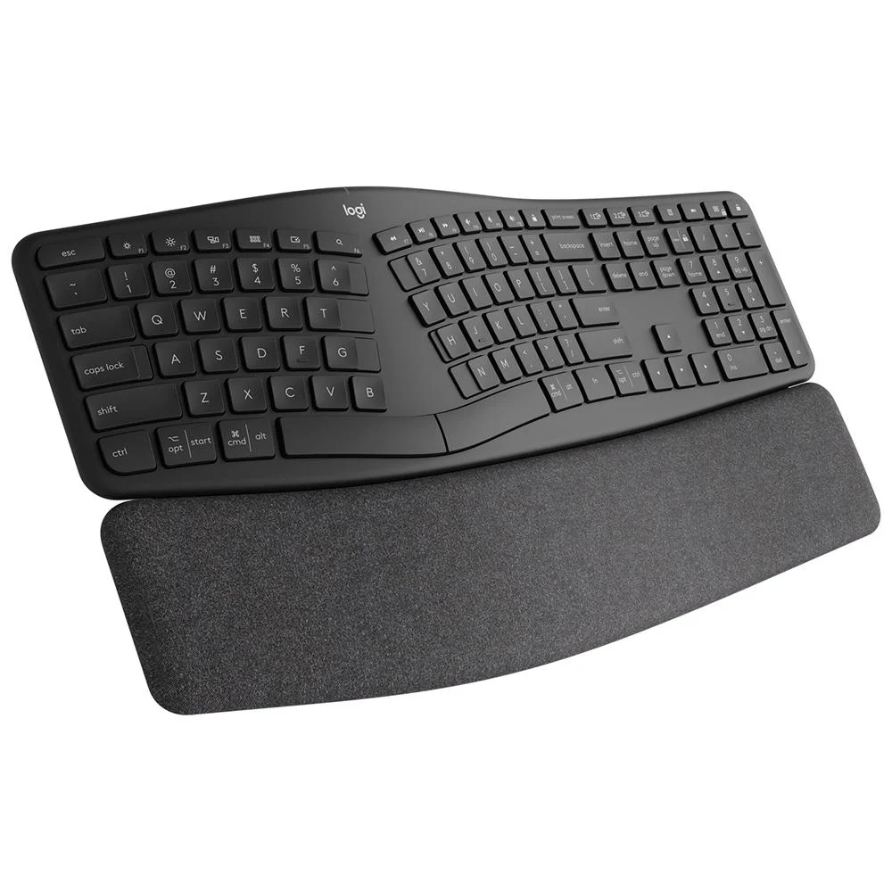 Teclado Sem Fio Logitech Ergo K860 Ergonômico com Descanso de Pulso, Multi-Device