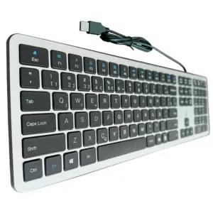 Teclado Slim Rise Mode USB Preto e Prata RM-TS-BS
