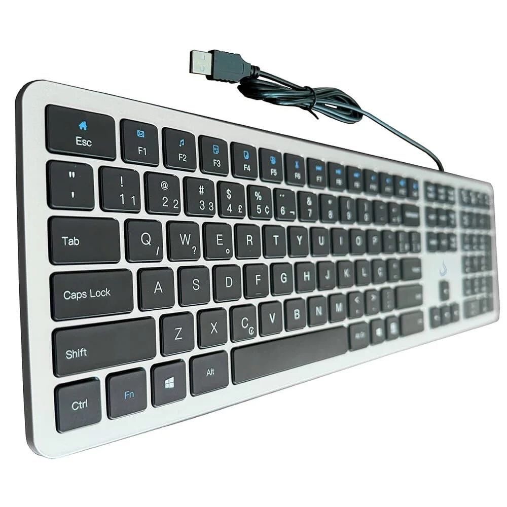 Teclado Slim Rise Mode USB Preto e Prata RM-TS-BS