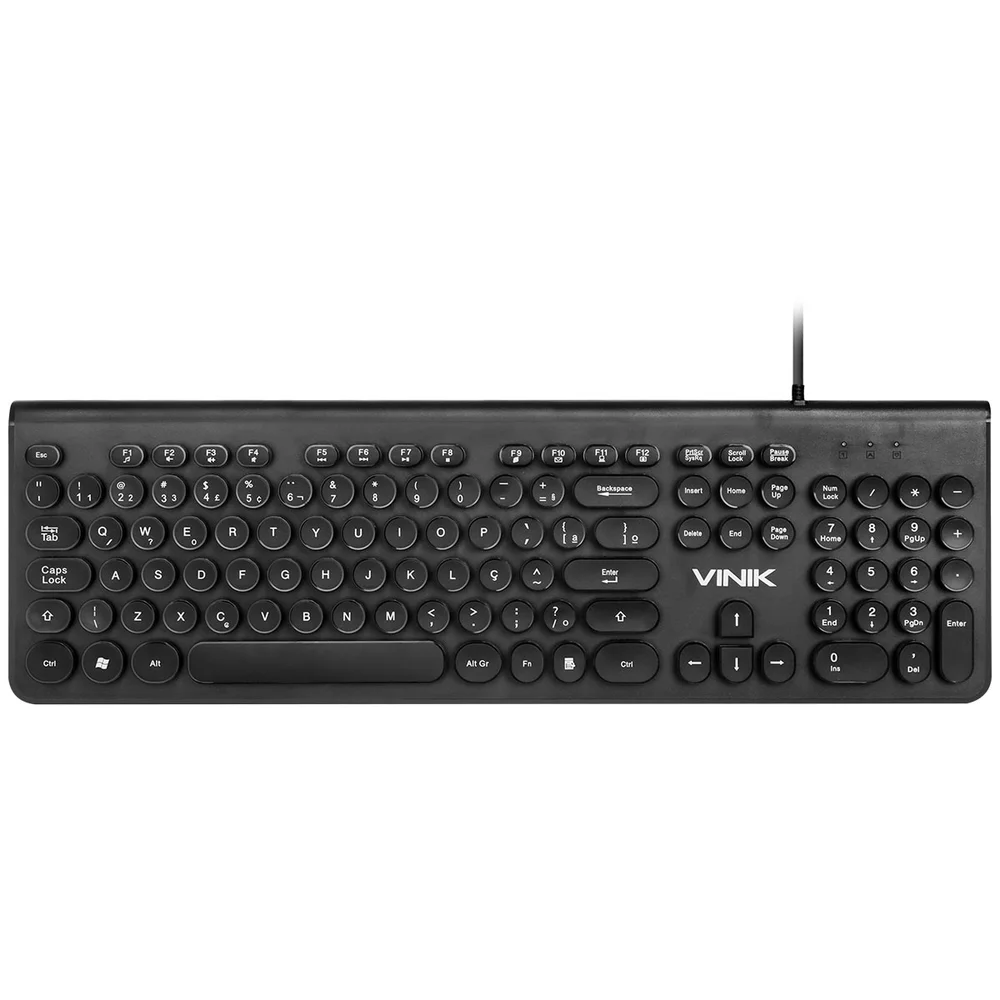 Teclado Multimídia Vinik Dynamic Circle USB ABNT2 Teclas Redondas Cabo 1.8m Preto DC100P