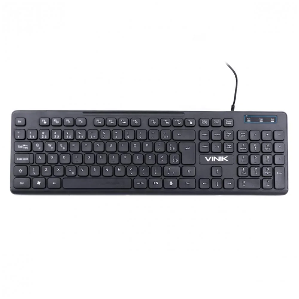 Teclado Vinik Chocolate Slim USB Resistente a Respingos ABNT2 Preto TC100