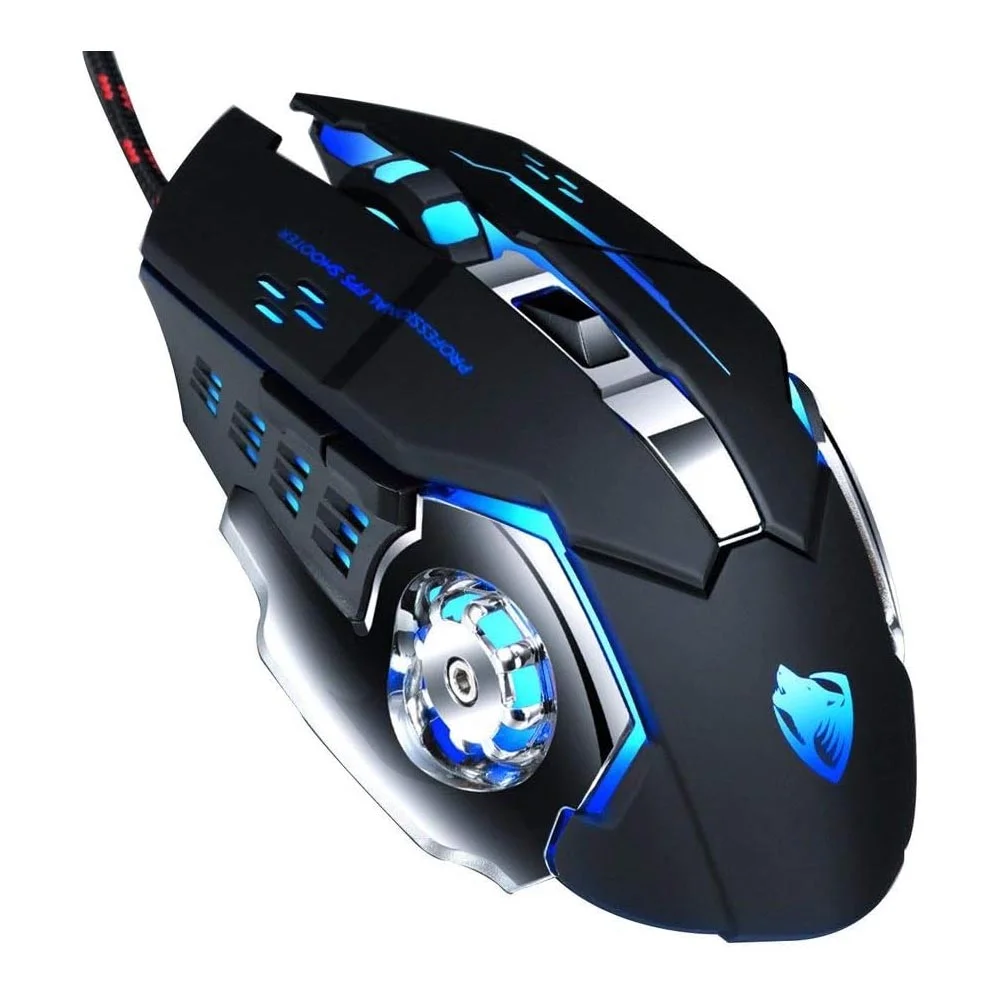 Mouse Gamer Com Fio Thunder Wolf V6 Mecânico Macro Programável
