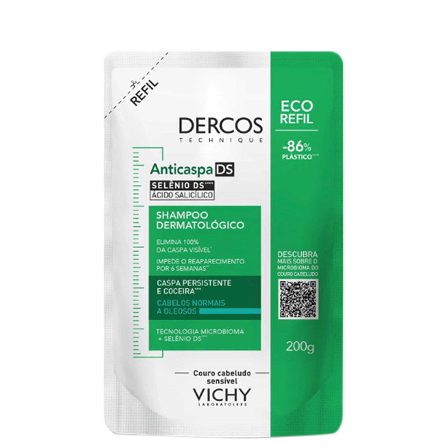Shampoo Anticaspa Vichy Dercos DS para Cabelos Equilibrados a Oleosos Refil 200g