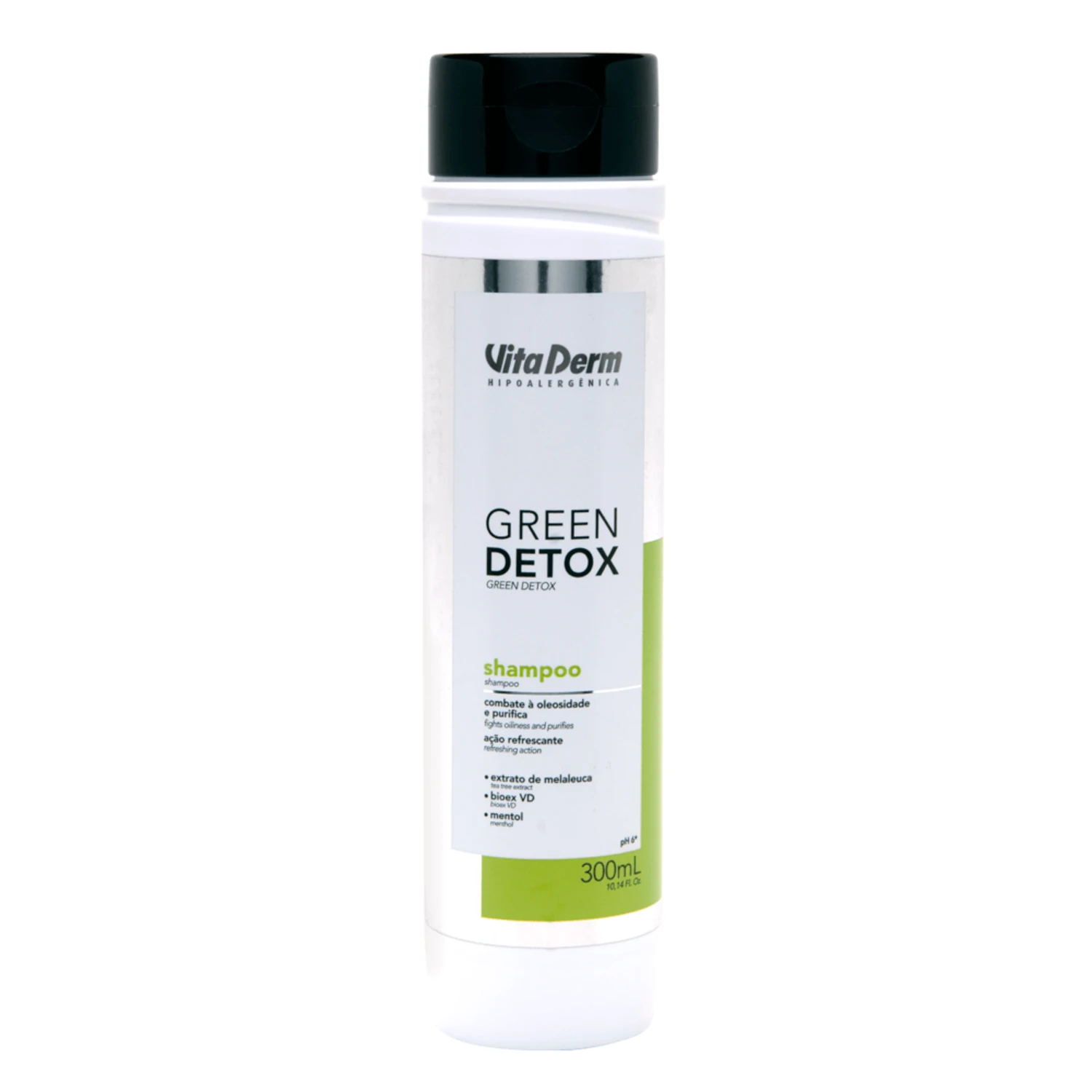 Shampoo Vita Derm Green Detox para Cabelos Oleosos 300ml