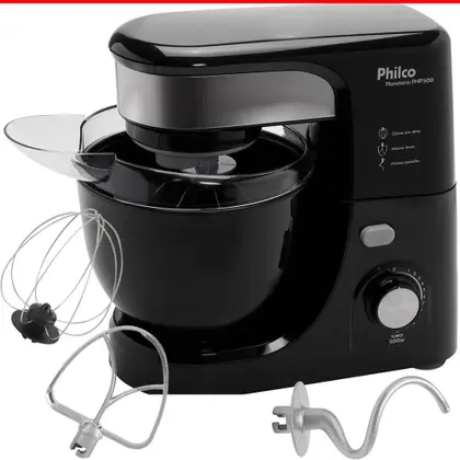 Batedeira Planetária Profissional Philco Turbo 500W Preta 110V PHP500