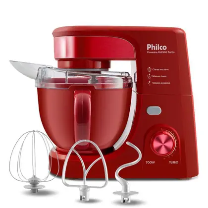 Batedeira Planetária Philco Turbo 700W 4.5L Vermelha PHP500V