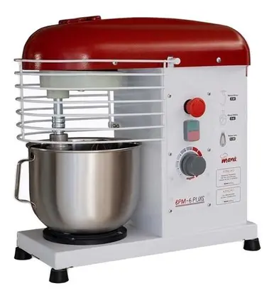 Batedeira Planetária Industrial Maná 6L Branca/Vermelha BPM-06 Plus