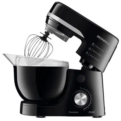 Batedeira Planetária Mondial 700W 12 Velocidades Preta 127V BP-03