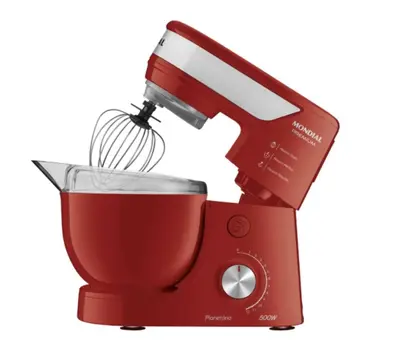 Batedeira Planetária Mondial 500W com 2 Tigelas Vermelha 127V