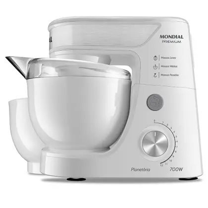Batedeira Planetária Mondial 700W Branco/Inox BP-01P-W