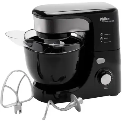 Batedeira Planetária Philco Turbo 500W 12 Velocidades Preto/Inox 220V PHP500