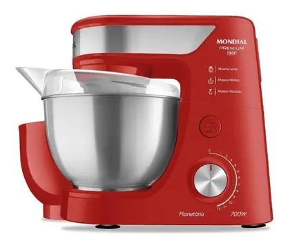 Batedeira Planetária Mondial Premium Inox Vermelho/Inox BP-02P-R-TI
