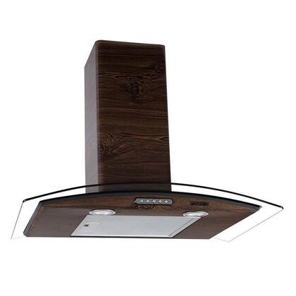 Coifa de Parede Fogatti Wood Slim Vidro Curvo 70cm com Nogueira