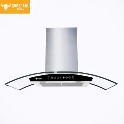 Coifa de Parede SoberanoGrill Exaustor Vidro Curvo com Painel Touch e Sensor de Movimento
