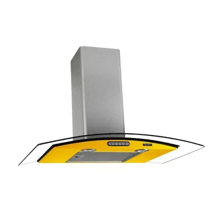 Coifa de Parede Terim Duto Slim Vidro Curvo 70cm Amarela e Inox