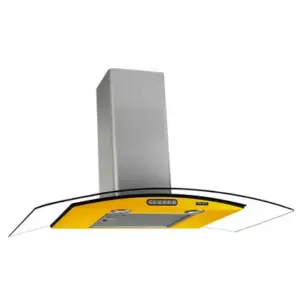 Coifa de Parede Terim Duto Slim Vidro Curvo 80cm Amarela e Inox Coifa de Parede Terim Duto Slim Vidro Curvo 80cm Amarela e Inox