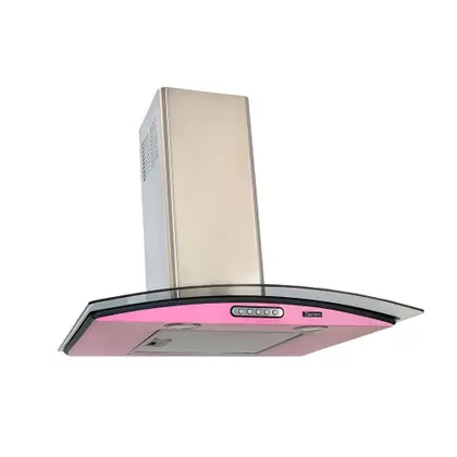 Coifa de Parede Terim Duto Slim Vidro Curvo 60cm Rosa e Inox