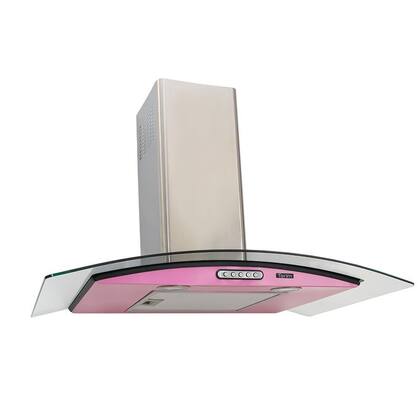 Coifa de Parede Terim Duto Slim Vidro Curvo 75cm Rosa e Inox