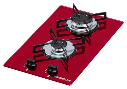 Cooktop a Gás Chamalux Ultra Chama 2 Bocas Vermelho Bivolt