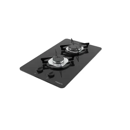 Cooktop a Gás Fogatti 2 Bocas Preto Mesa de Vidro GLP