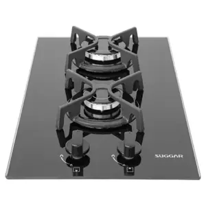 Cooktop a Gás Suggar 2 Bocas Preto Vidro Temperado Bivolt Cooktop a Gás Suggar 2 Bocas Preto Vidro Temperado Bivolt
