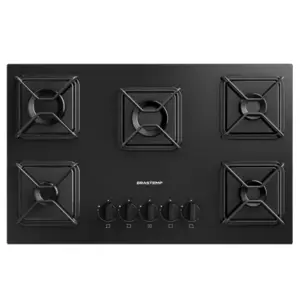 Cooktop a Gás Brastemp 5 Bocas Grades de Ferro Aramado Chama Simmer BDD75BE Cooktop a Gás Brastemp 5 Bocas Grades de Ferro Aramado Chama Simmer BDD75BE