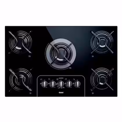 Cooktop a Gás Consul 5 Bocas Botão Controle Fácil Mesa de Vidro Preto Bivolt CD075AE