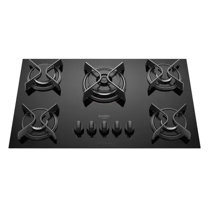 Cooktop a Gás Dako Supreme 5 Bocas Tripla Chama Mesa de Vidro Temperado Preto Bivolt