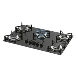 Cooktop a Gás Fischer 5 Bocas Preto Bivolt 1642-6985 Cooktop a Gás Fischer 5 Bocas Preto Bivolt 1642-6985