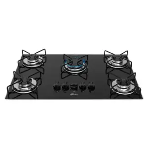 Cooktop a Gás Fischer Fit Line 5 Bocas Mesa de Vidro Trempe Esmaltada Aramado Preto Bivolt Cooktop a Gás Fischer Fit Line 5 Bocas Mesa de Vidro Trempe Esmaltada Aramado Preto Bivolt