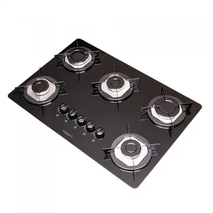 Cooktop a Gás Fogatti 5 Bocas Mesa de Vidro Temperado 6mm