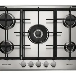 Cooktop a Gás Brastemp Gourmand 5 Bocas Acendimento Automático Inox GLP BDK75DR Cooktop a Gás Brastemp Gourmand 5 Bocas Acendimento Automático Inox GLP BDK75DR