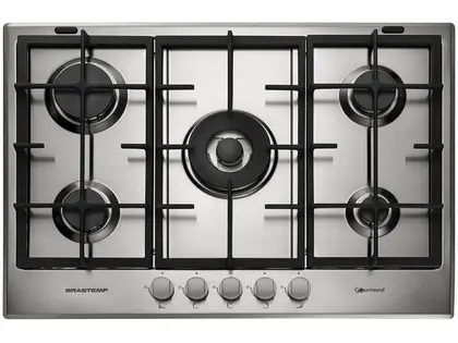 Cooktop a Gás Brastemp Gourmand 5 Bocas Acendimento Automático Inox GLP BDK75DR