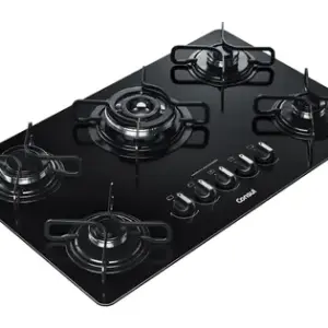 Cooktop a Gás Consul 5 Bocas Vidro Temperado Quadrichama Preto GLP CDD75AE Cooktop a Gás Consul 5 Bocas Vidro Temperado Quadrichama Preto GLP CDD75AE