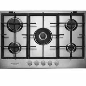 Cooktop a Gás Brastemp Gourmand 5 Bocas Inox Duplachama Trempe de Ferro Fundido BDK75DR Cooktop a Gás Brastemp Gourmand 5 Bocas Inox Duplachama Trempe de Ferro Fundido BDK75DR