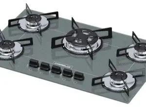 Cooktop a Gás Chamalux 5 Bocas Tripla Chama Prata Bivolt Cooktop a Gás Chamalux 5 Bocas Tripla Chama Prata Bivolt