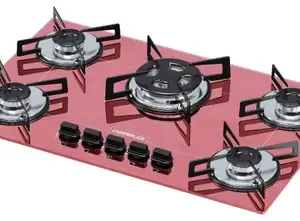 Cooktop a Gás Chamalux 5 Bocas Tripla Chama Rosa Bivolt Cooktop a Gás Chamalux 5 Bocas Tripla Chama Rosa Bivolt