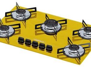 Cooktop a Gás Chamalux 5 Bocas Ultra Chama Amarelo Bivolt Cooktop a Gás Chamalux 5 Bocas Ultra Chama Amarelo Bivolt