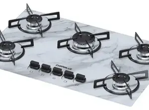 Cooktop a Gás Chamalux 5 Bocas Ultra Chama Mármore Branco Bivolt Cooktop a Gás Chamalux 5 Bocas Ultra Chama Mármore Branco Bivolt